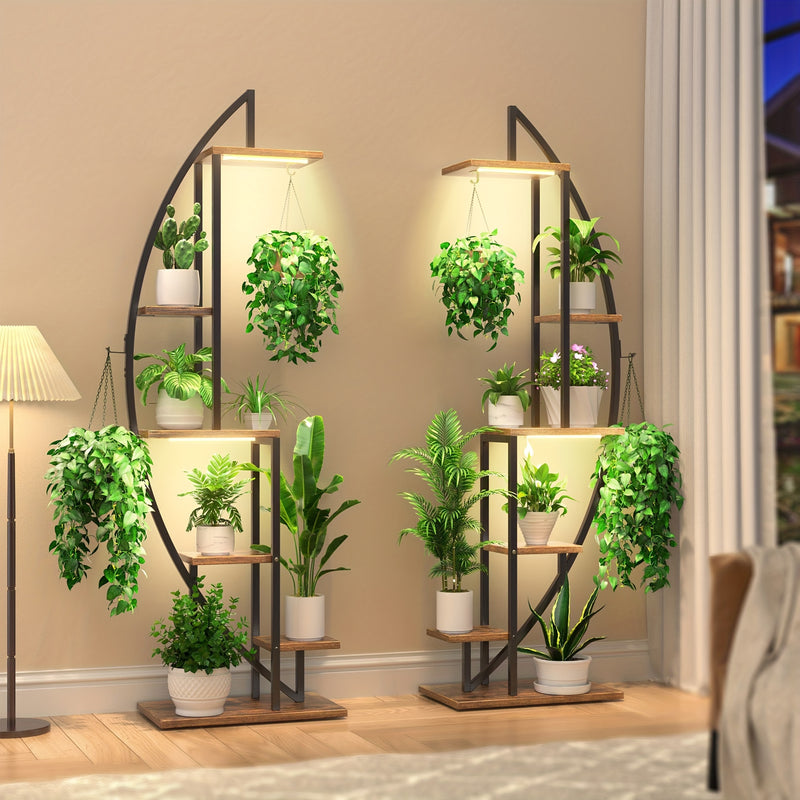 Suporte para plantas com luzes de cultivo 2 peças de 6 níveis