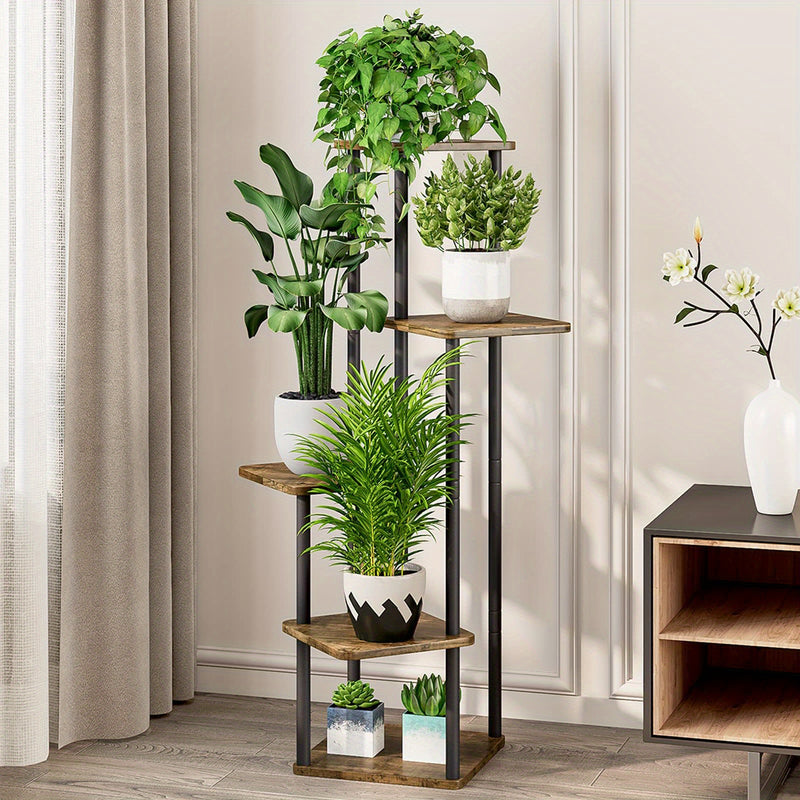 Suporte de canto para plantas, prateleira alta de metal para plantas múltiplas