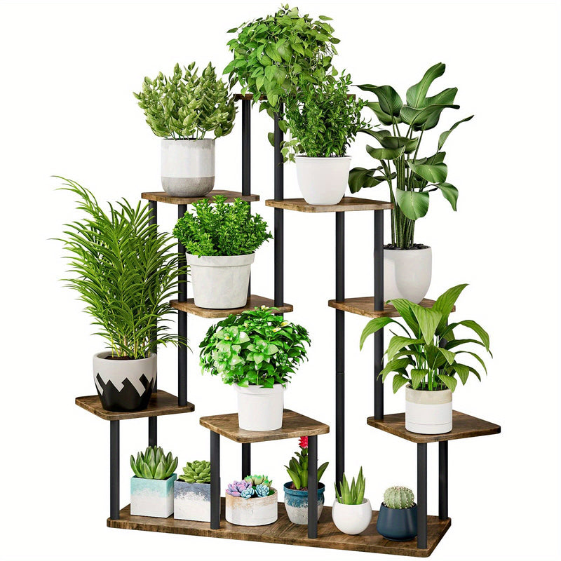 Suporte de canto para plantas, prateleira alta de metal para plantas múltiplas
