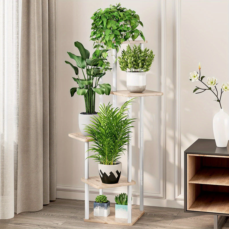 Suporte de canto para plantas, prateleira alta de metal para plantas múltiplas