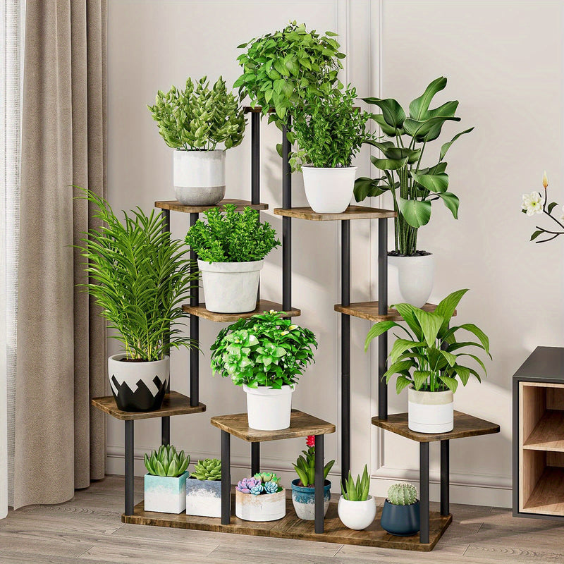 Suporte de canto para plantas, prateleira alta de metal para plantas múltiplas