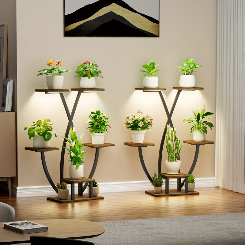 Suporte para plantas de interior com 2 peças e luzes de cultivo