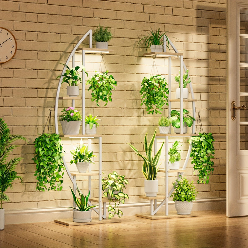 Suporte para plantas com luzes de cultivo 2 peças de 6 níveis