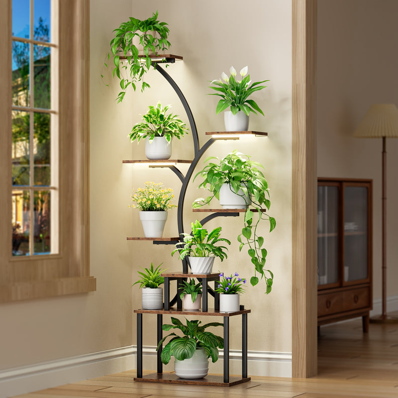 Suporte para plantas de interior com luzes de cultivo, 8 níveis