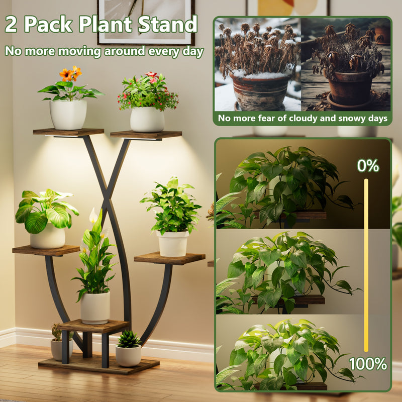 Suporte para plantas de interior com 2 peças e luzes de cultivo