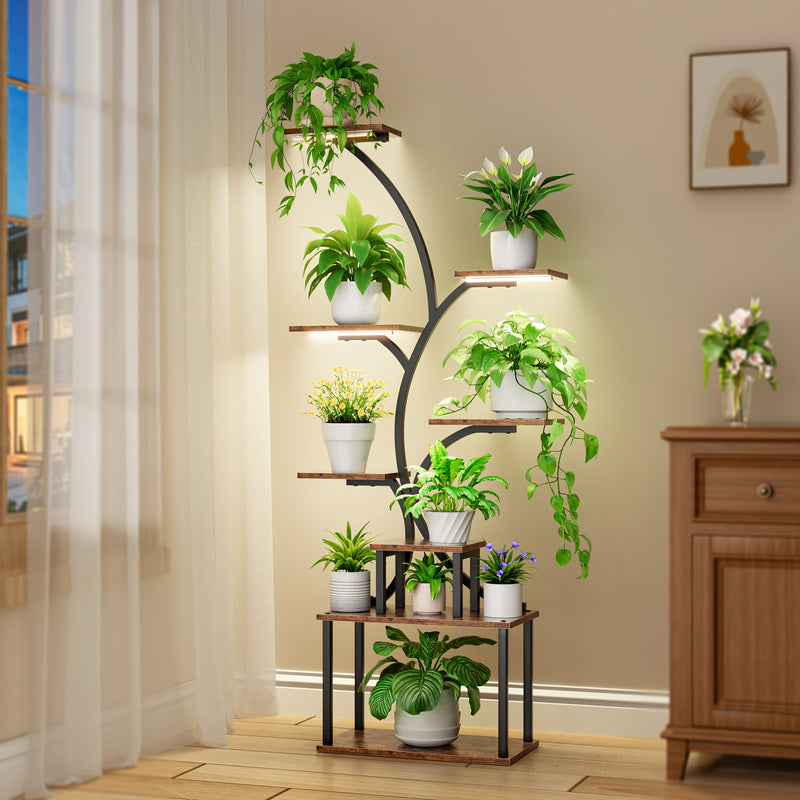 Suporte para plantas de interior com luzes de cultivo, 8 níveis