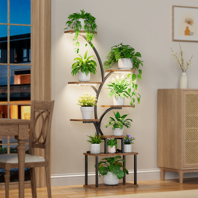 Suporte para plantas de interior com luzes de cultivo, 8 níveis