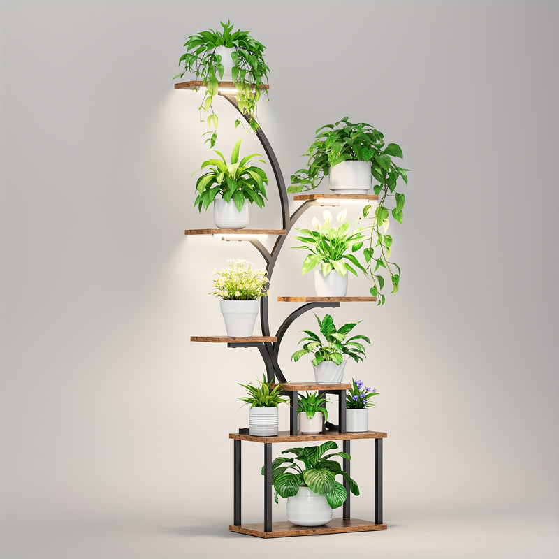 Suporte para plantas de interior com luzes de cultivo, 8 níveis