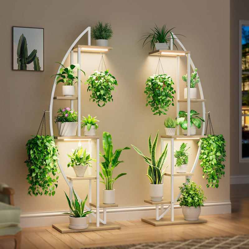 Suporte para plantas com luzes de cultivo 2 peças de 6 níveis