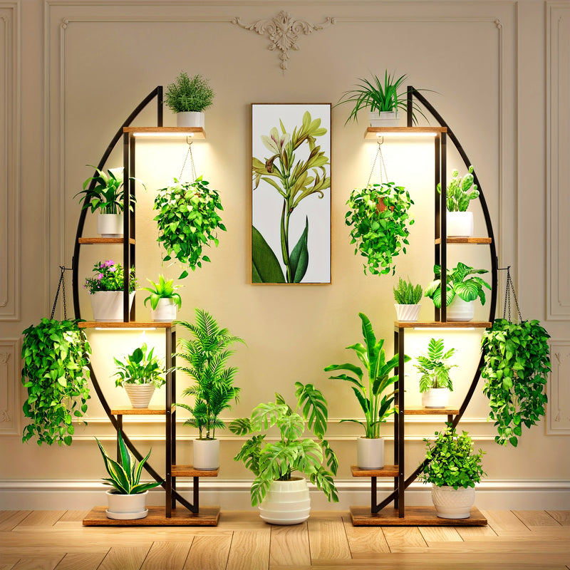 Suporte para plantas com luzes de cultivo 2 peças de 6 níveis