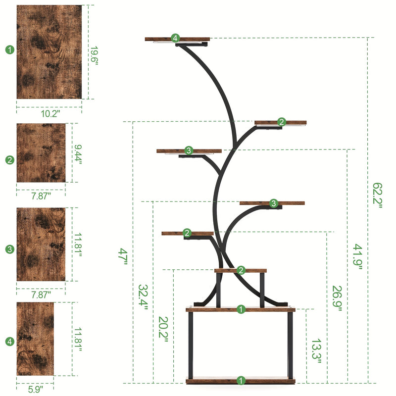 Suporte para plantas de interior com luzes de cultivo, 8 níveis