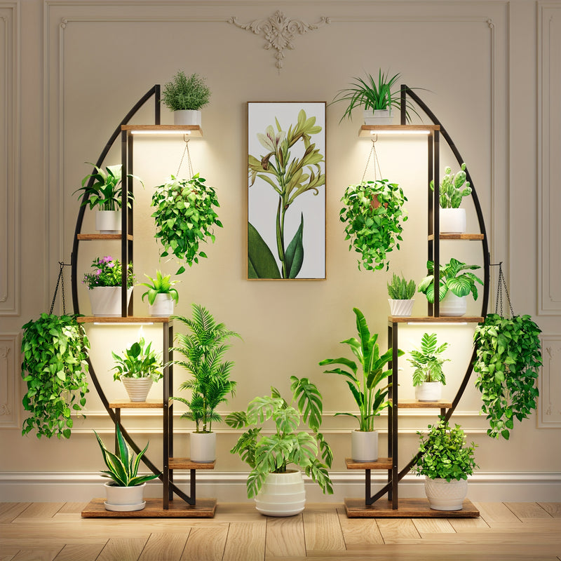 Suporte para plantas com luzes de cultivo 2 peças de 6 níveis