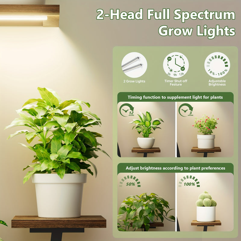 Suporte para plantas de interior com 2 peças e luzes de cultivo